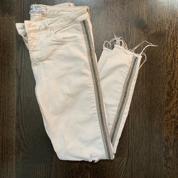 Free People Beige Studded Skinny Jeans - Picture 1 of 10